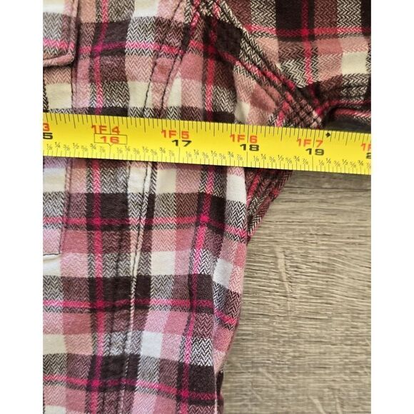 Carhartt Flannel Shirt Top Girls Sz M 8/10 Pink Plaid Long Sleeve Button Down - Picture 9 of 13
